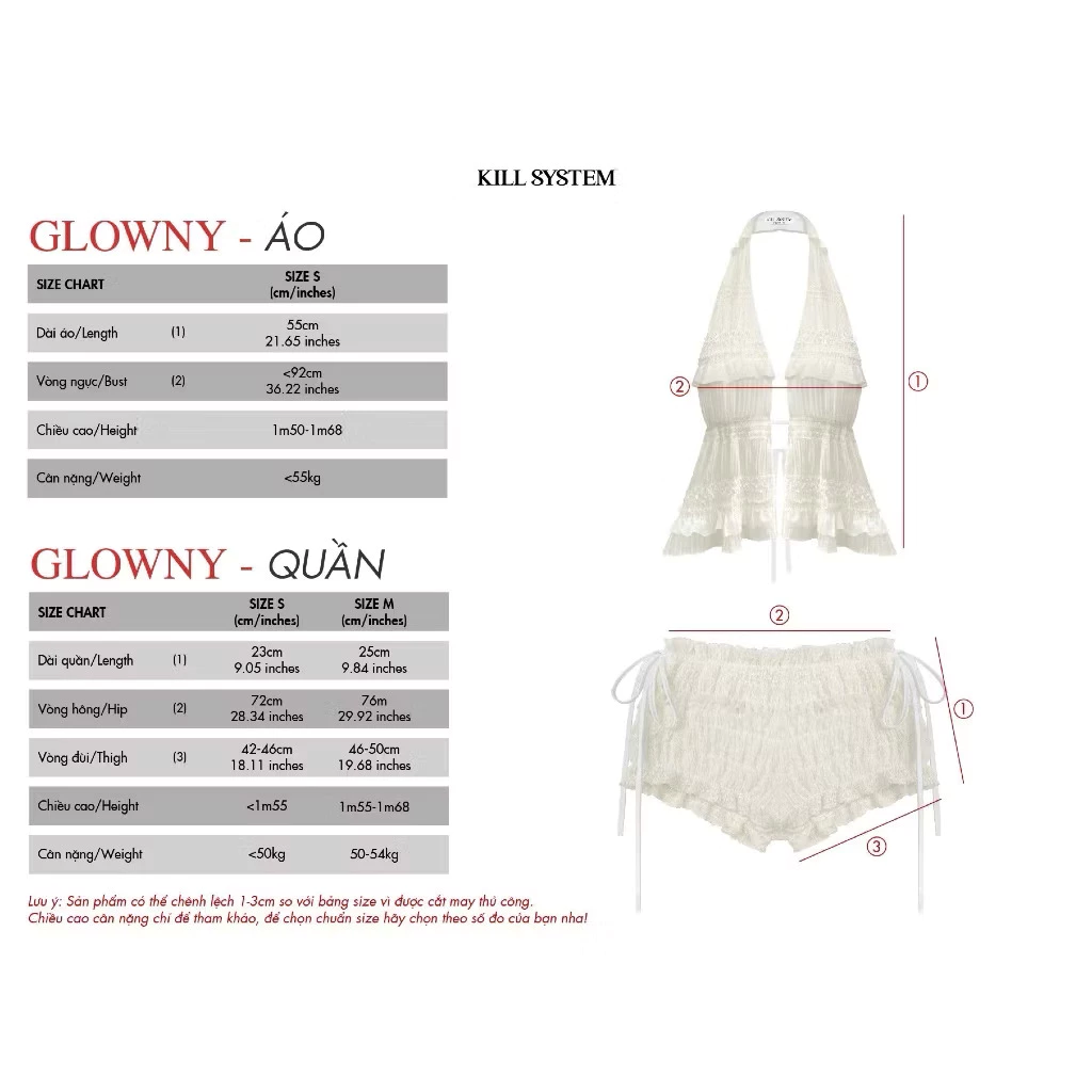 Set áo cố yêm và quần siêu ngắn voan nhúng đi biển GLOWNY - KILLSYSTEM
