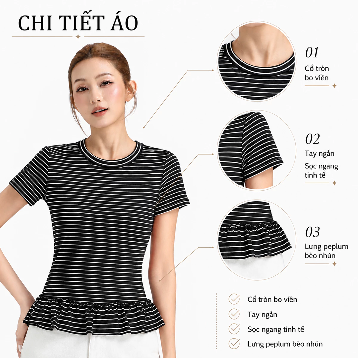 Áo Thun Nữ GUMAC Form Ôm Cổ Tròn Tay Ngắn Lai Bèo Nữ Tính Phù Hợp Đi Làm Đi Chơi Hằng Ngày  LATG06043