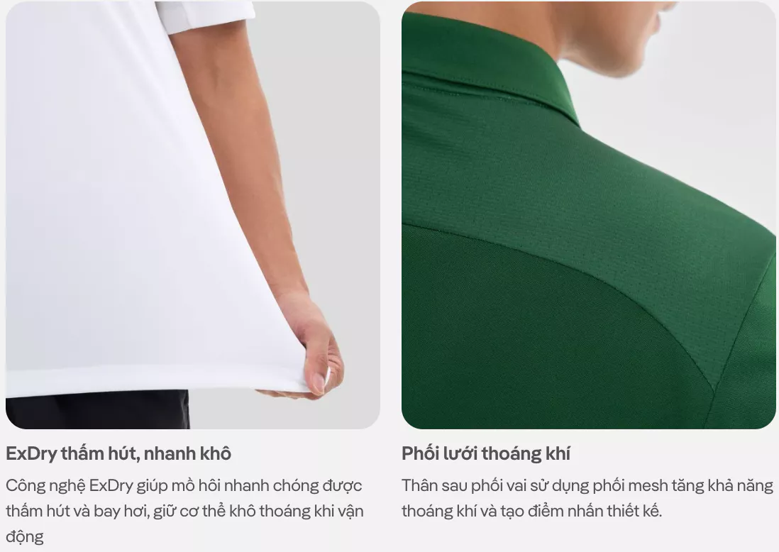 Áo Polo thể thao đa năng phối mesh bả vai CoolBack, Áo thể thao siêu nhẹ thoáng mát Coolmate