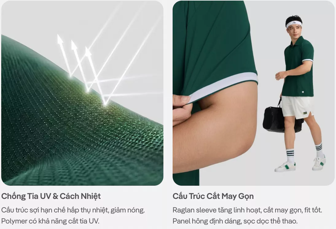 Áo Polo thể thao nam Pickleball ZeroMark không để lại vệt mồ hôi, Thoải mái vận động Coolmate