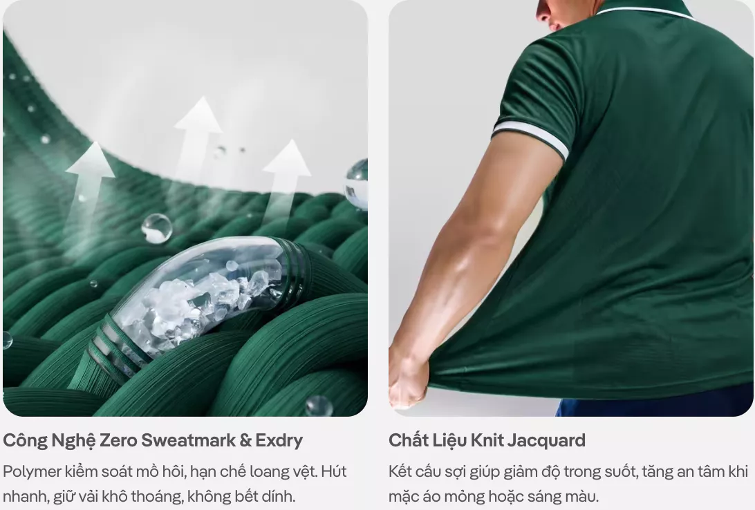 Áo Polo thể thao nam Pickleball ZeroMark không để lại vệt mồ hôi, Thoải mái vận động Coolmate