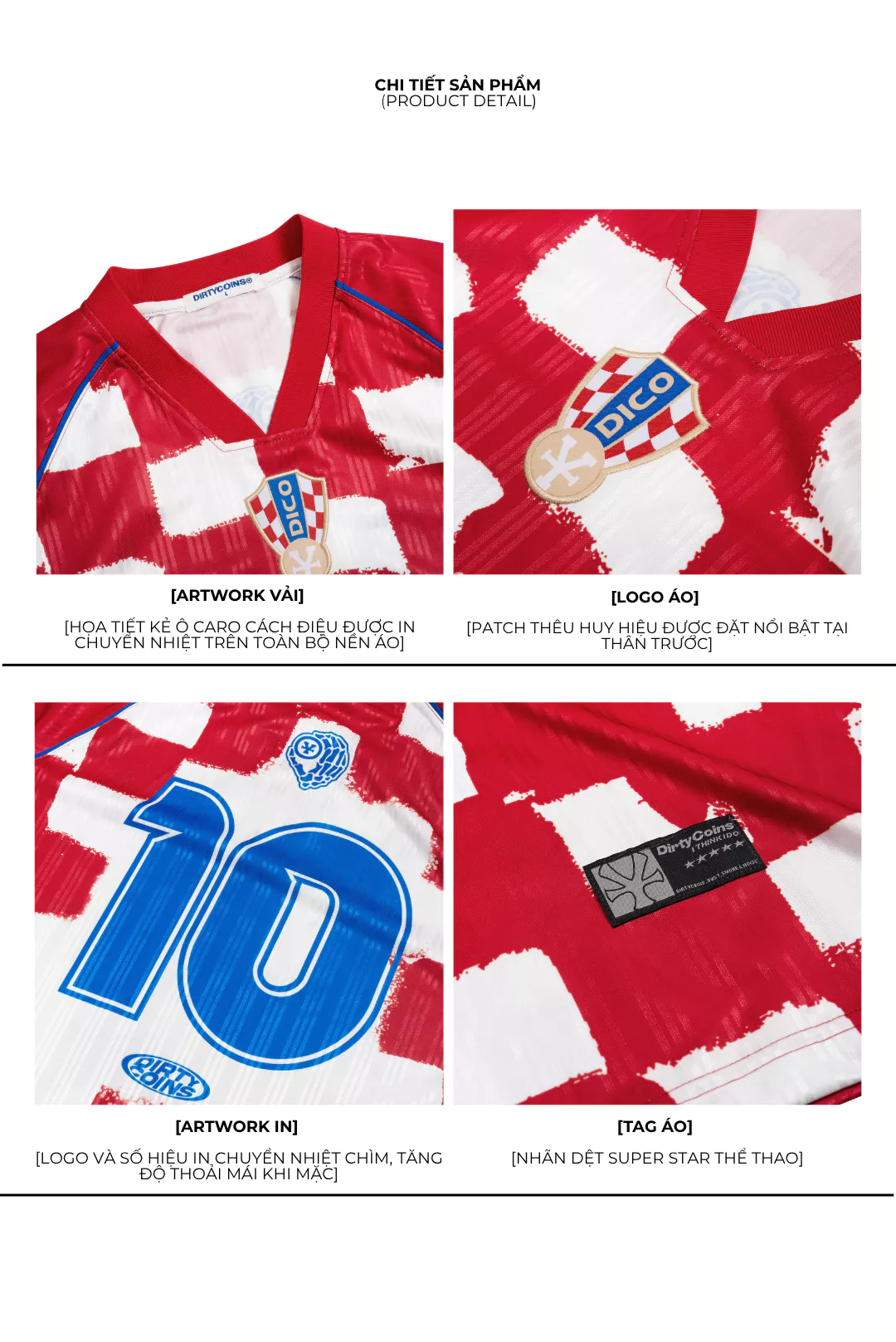 Áo Thun DirtyCoins Soccer Jersey Checker