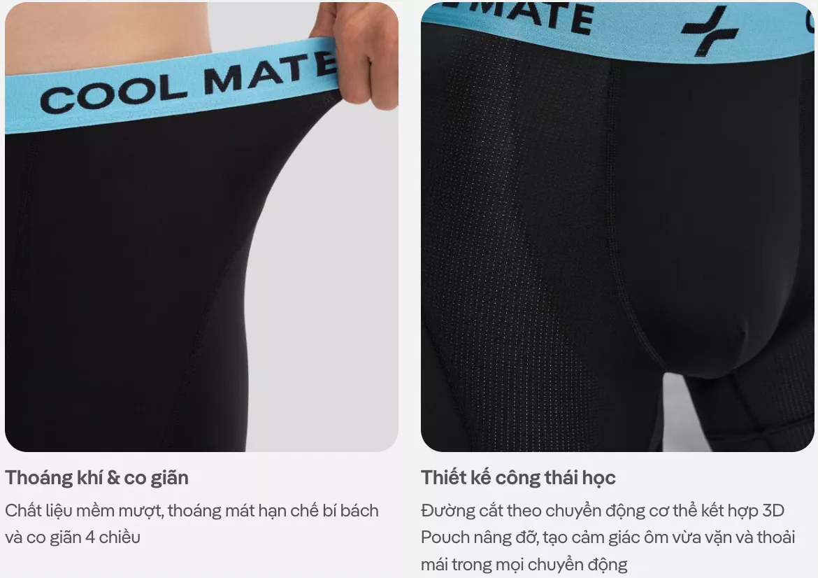 Pack 5 Quần Lót Nam Trunk Sporty Colorline chất vải mát lạnh, thấm hút, co giãn Coolmate