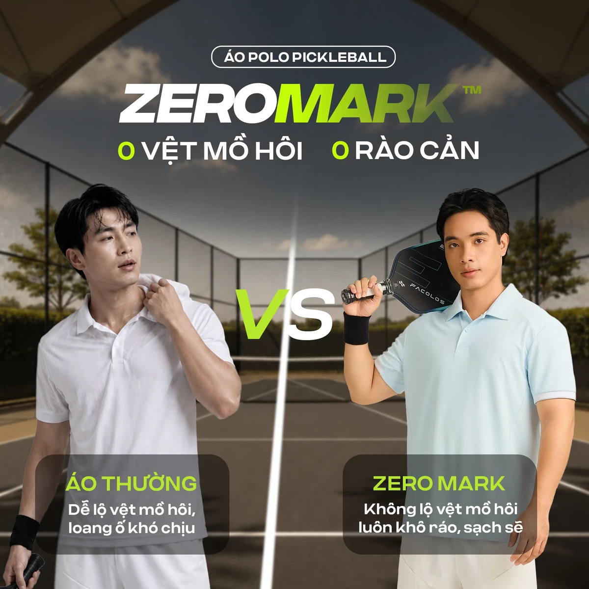 BST Áo Thun/Polo thể thao nam Pickleball ZeroMark không để lại vệt mồ hôi, Thoải mái vận động Coolmate