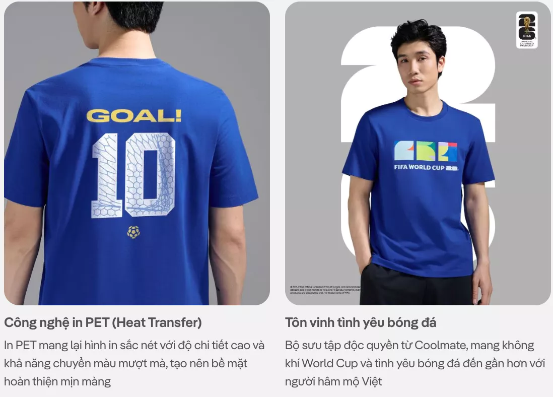 Áo thun Tshirt nam nữ unisex Cotton Compact World Cup - MS10, Áo cổ vũ đội tuyển đá bóng Argentina COOLMATE