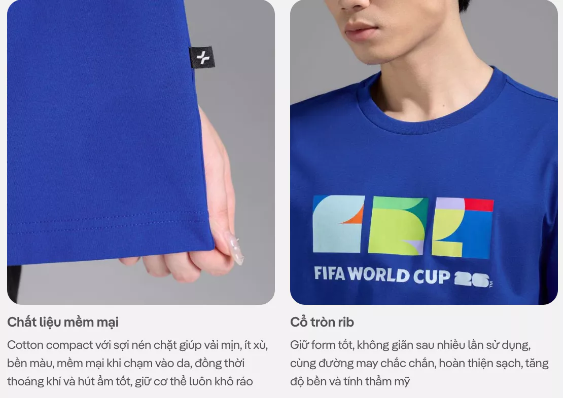 Áo thun Tshirt nam nữ unisex Cotton Compact World Cup - MS10, Áo cổ vũ đội tuyển đá bóng Argentina COOLMATE
