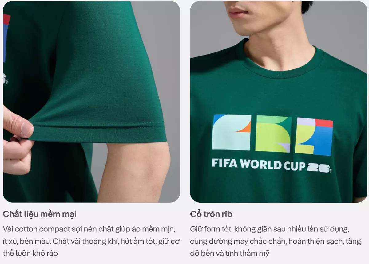 Áo thun Tshirt nam nữ unisex Cotton Compact World Cup - CR7, Áo cổ vũ đội tuyển đá bóng
