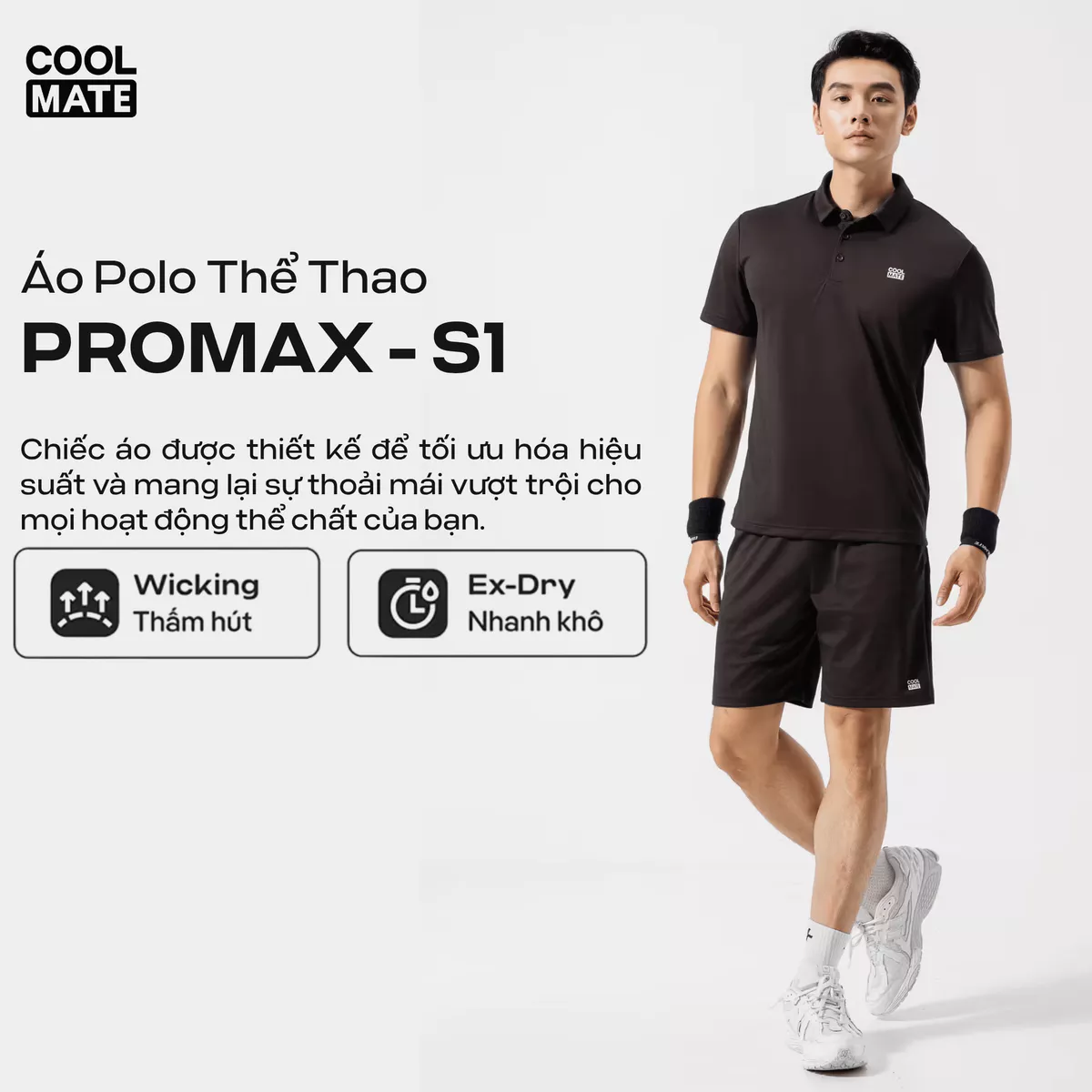 Combo 2 Áo polo nam thể thao Promax-S1, áo Gym, chạy bộ, Pickleball, Tennis thoáng khí Coolmate