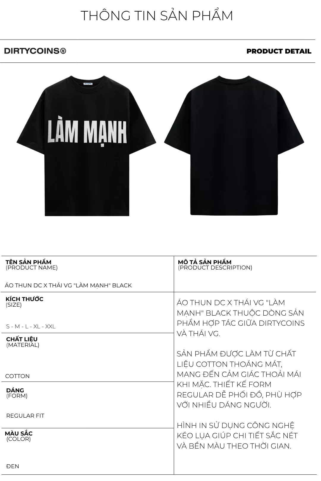 [DC x THÁI VG] Áo Thun DirtyCoins "LÀM MẠNH"