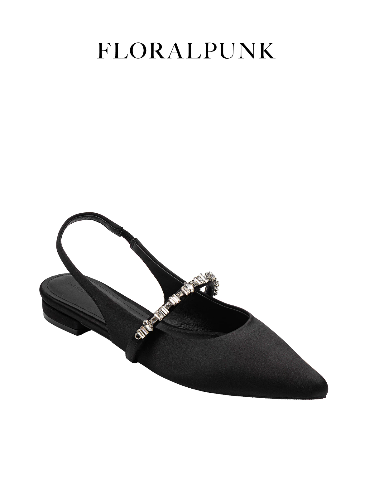 Giày bệt Floralpunk Daphne Slingback Satin - Đế cao 3cm chất liệu satin - dây thun quai gót co giãn