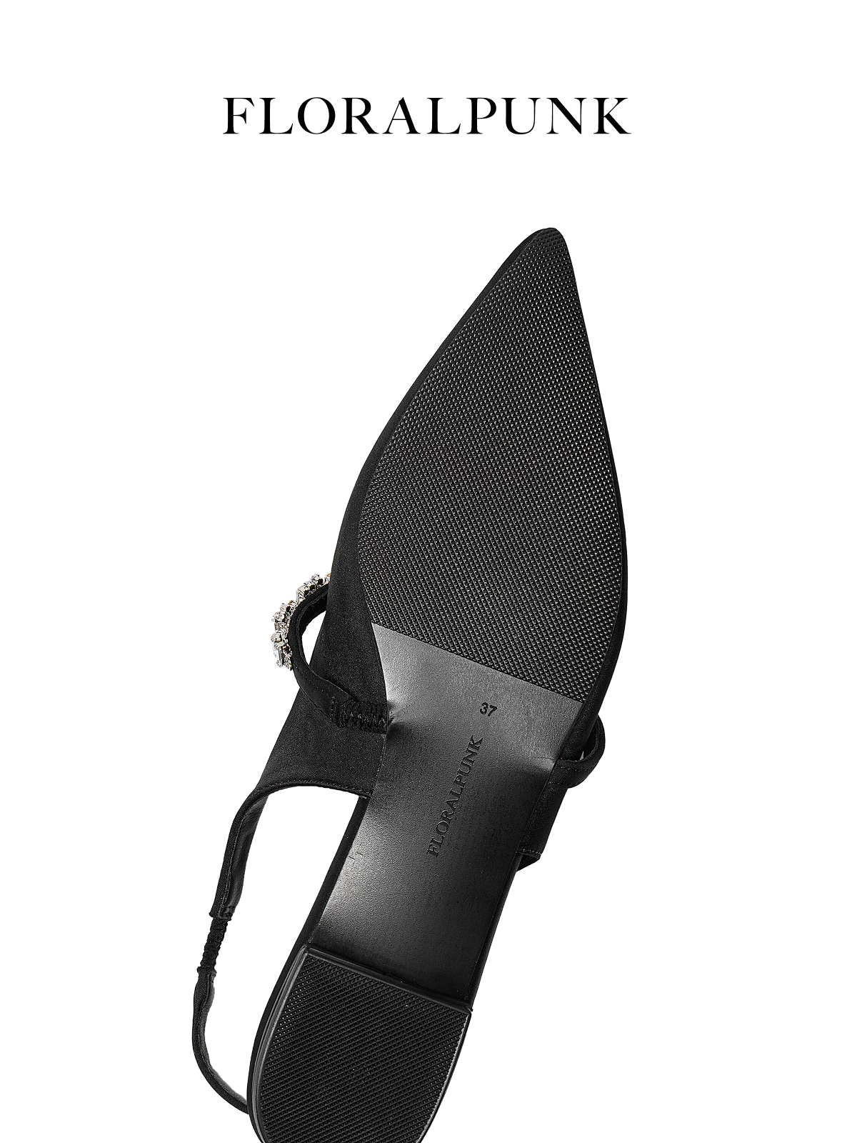 Giày bệt Floralpunk Daphne Slingback Satin - Đế cao 3cm chất liệu satin - dây thun quai gót co giãn