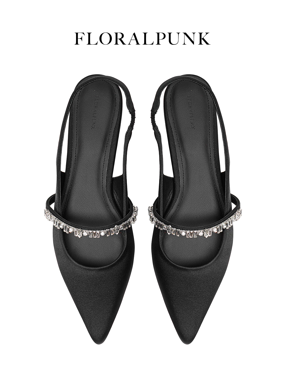 Giày bệt Floralpunk Daphne Slingback Satin - Đế cao 3cm chất liệu satin - dây thun quai gót co giãn