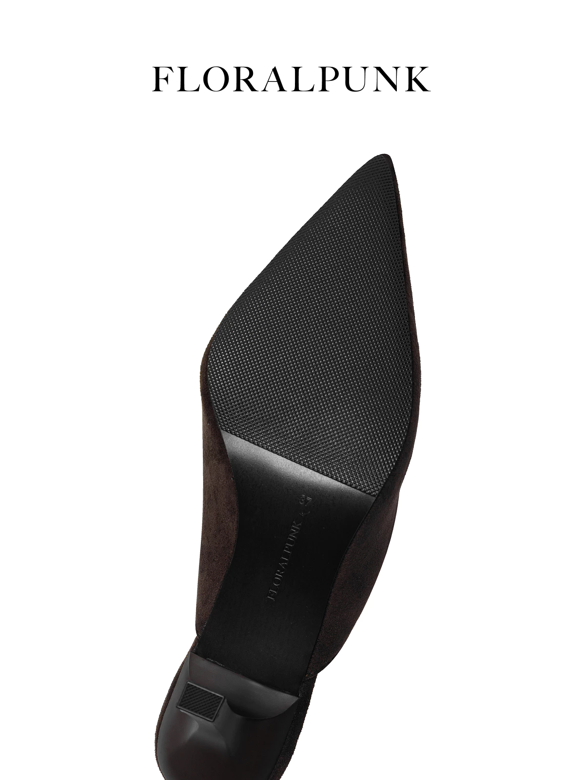 Giày cao gót Floralpunk Diana Pointy Mules - Suede Brown cao 7cm chất liệu da lộn