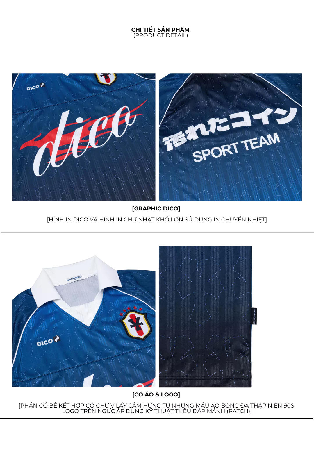 Áo thun Soccer Jersey DirtyCoins Dark Orca Blue
