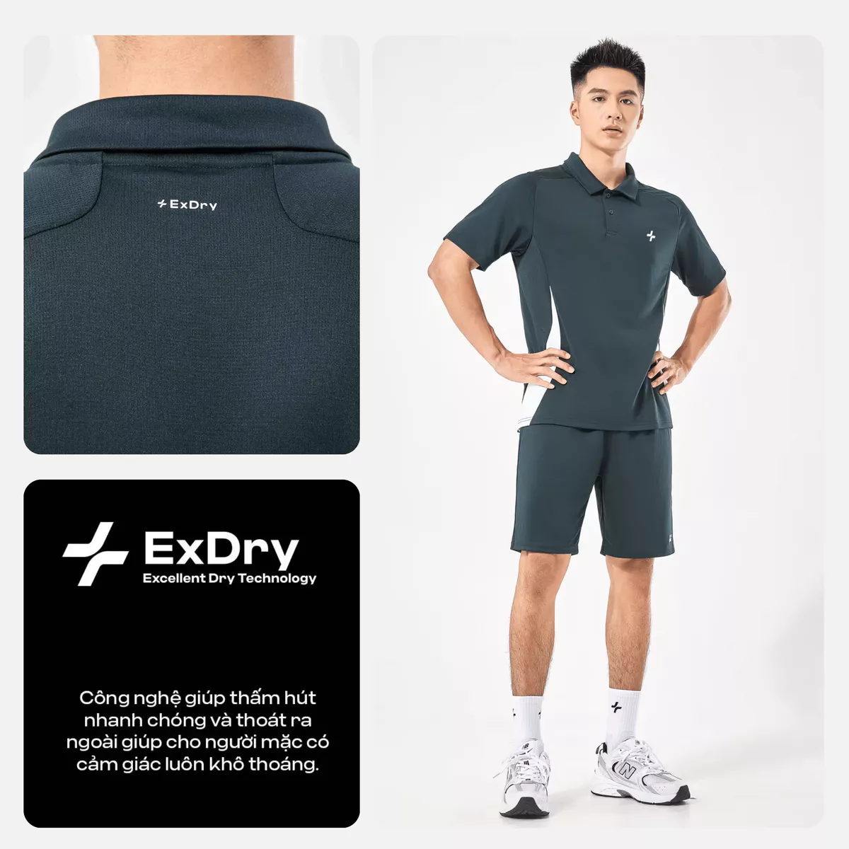 Áo thun Tshirt thể thao nam pickleball tennis Promax Sideflow cổ tròn co giãn thoáng khí Coolmate