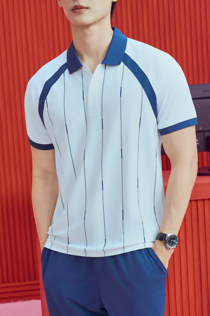 Set Bộ Polo Nam Kẻ Sọc 5S FASHION Thiết Kế Tay Raglan Trẻ Trung Phom Slimfit MBPL26002