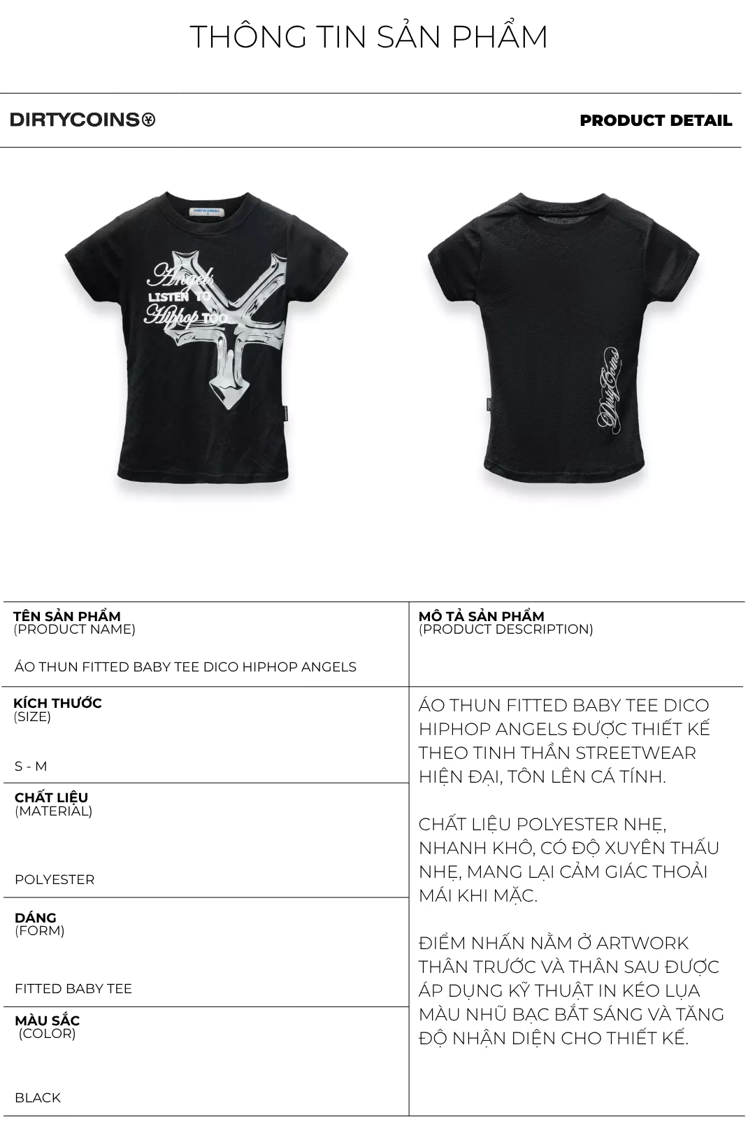 Áo thun DirtyCoins Fitted Baby Tee Dico Hiphop Angels