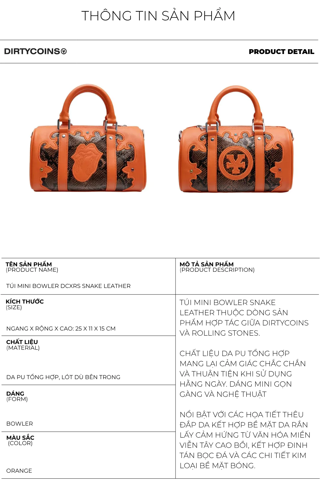 [DCxRS] Túi Mini DirtyCoins Bowler Snake Leather