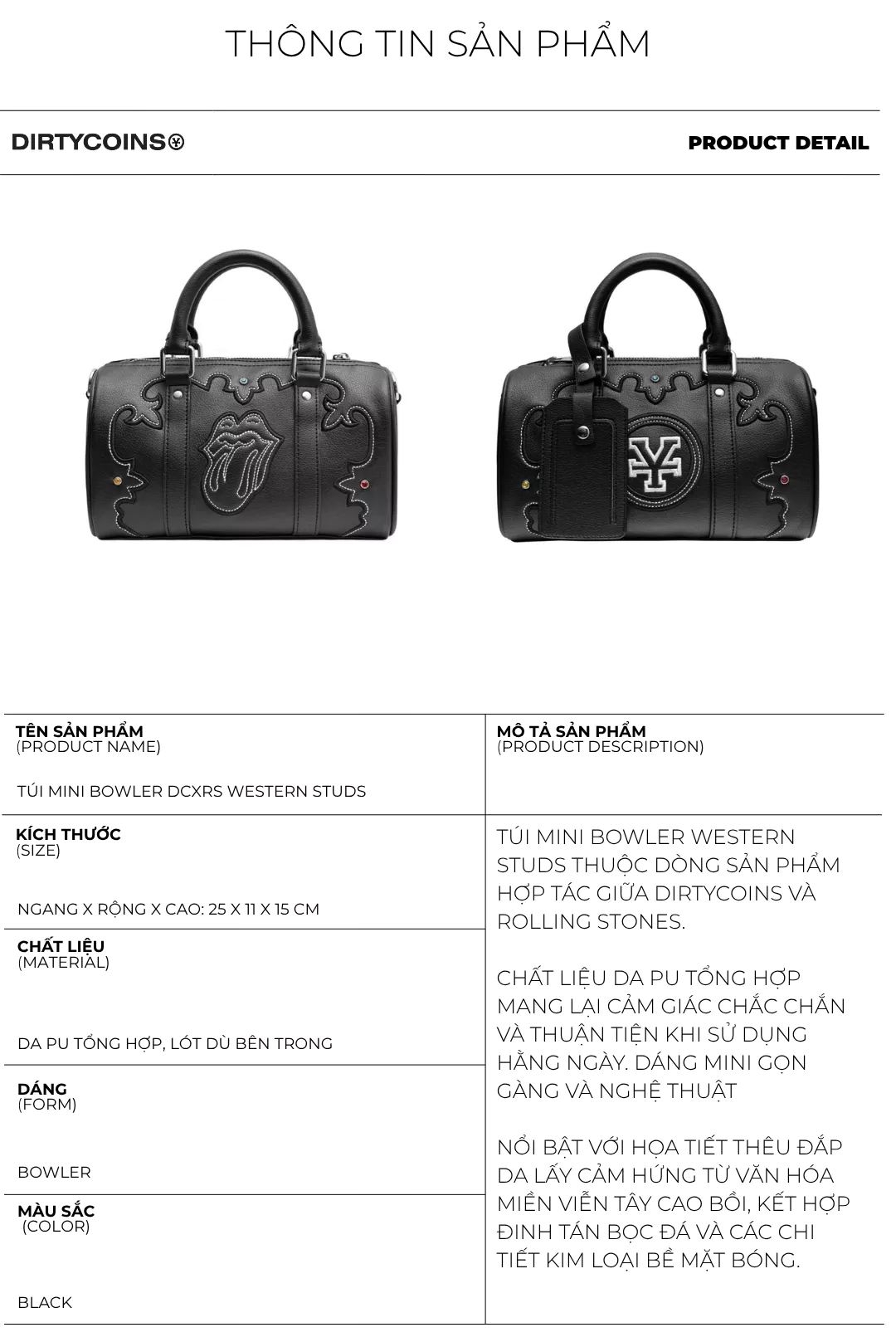 [DCxRS] Túi Mini DirtyCoins Bowler Western Studs