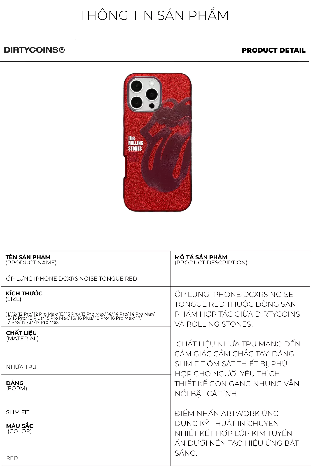 Ốp Lưng iPhone DirtyCoins Noise Tongue Red