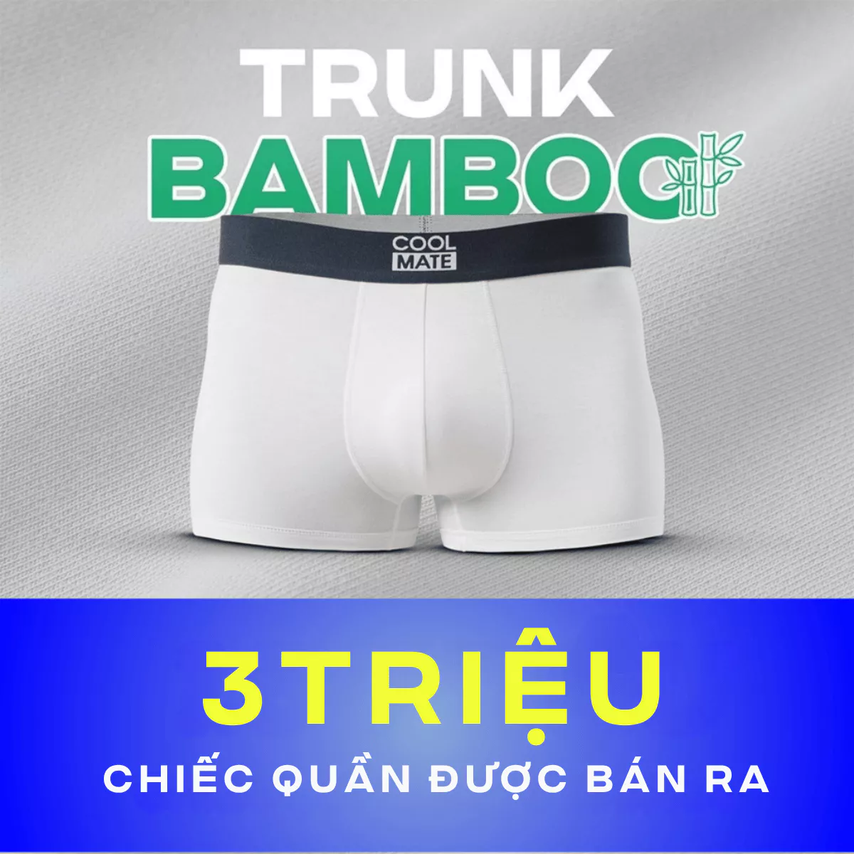 Combo 3 quần lót nam dáng Trunk Bamboo mềm mại, kháng khuẩn, thấm hút tốt Coolmate