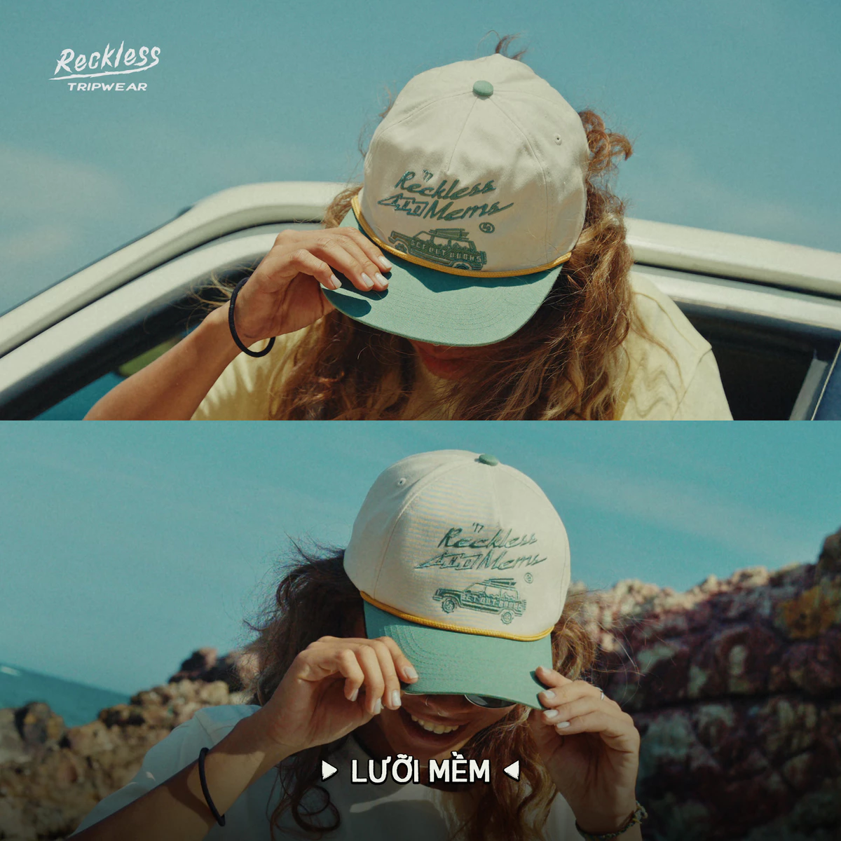 Mũ/Nón Snapback Form Mềm Khóa Snapback Reckless X Mems, Vải Kaki Cotton, Thêu 2D