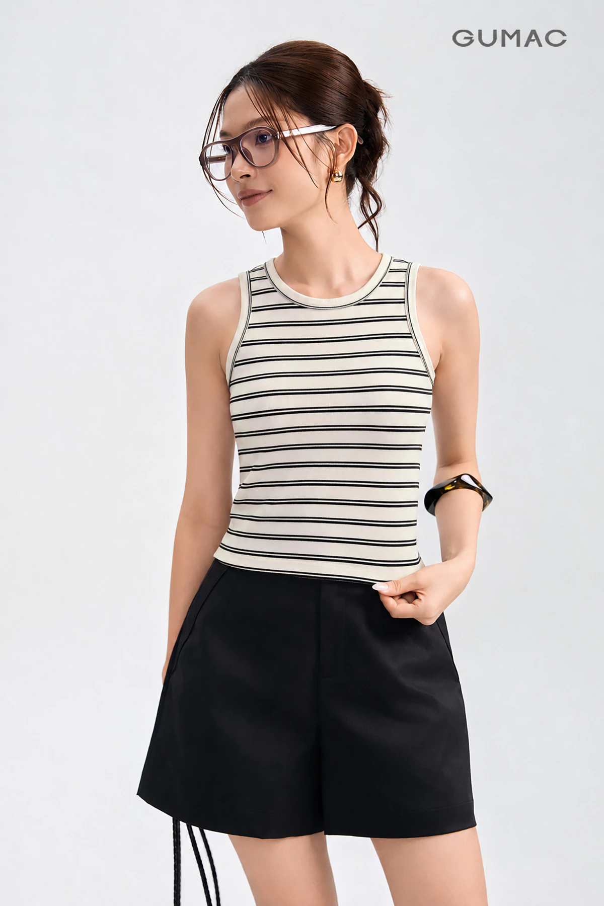 Áo Tanktop Nữ GUMAC Slimfit Ôm Cổ Tròn Viền Tệp Tinh Tế Phong Cách Trẻ Trung LATG05049