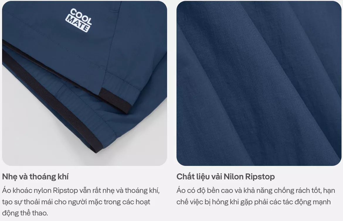 Áo khoác Lightweight Sun Protection UPF50, Áo khoác gió bốn mùa siêu nhẹ chống tia UV chống nắng trekking Coolmate