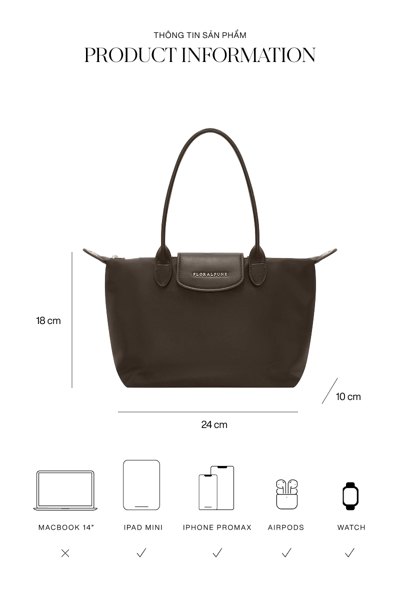 Túi xách Floralpunk City Tote Bag Small - Brown