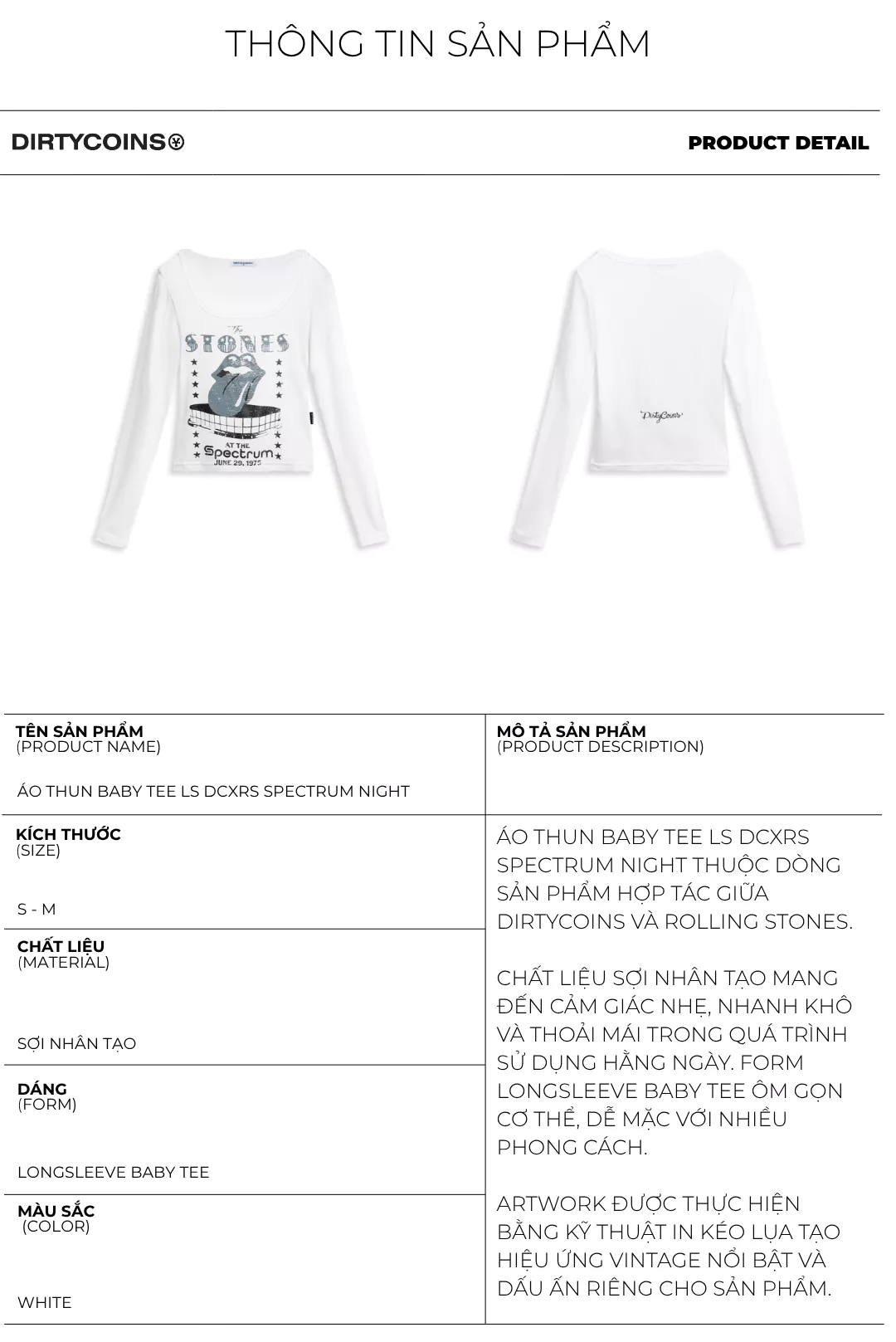 Áo Thun Tay Dài DirtyCoins Fitted Spectrum Night White