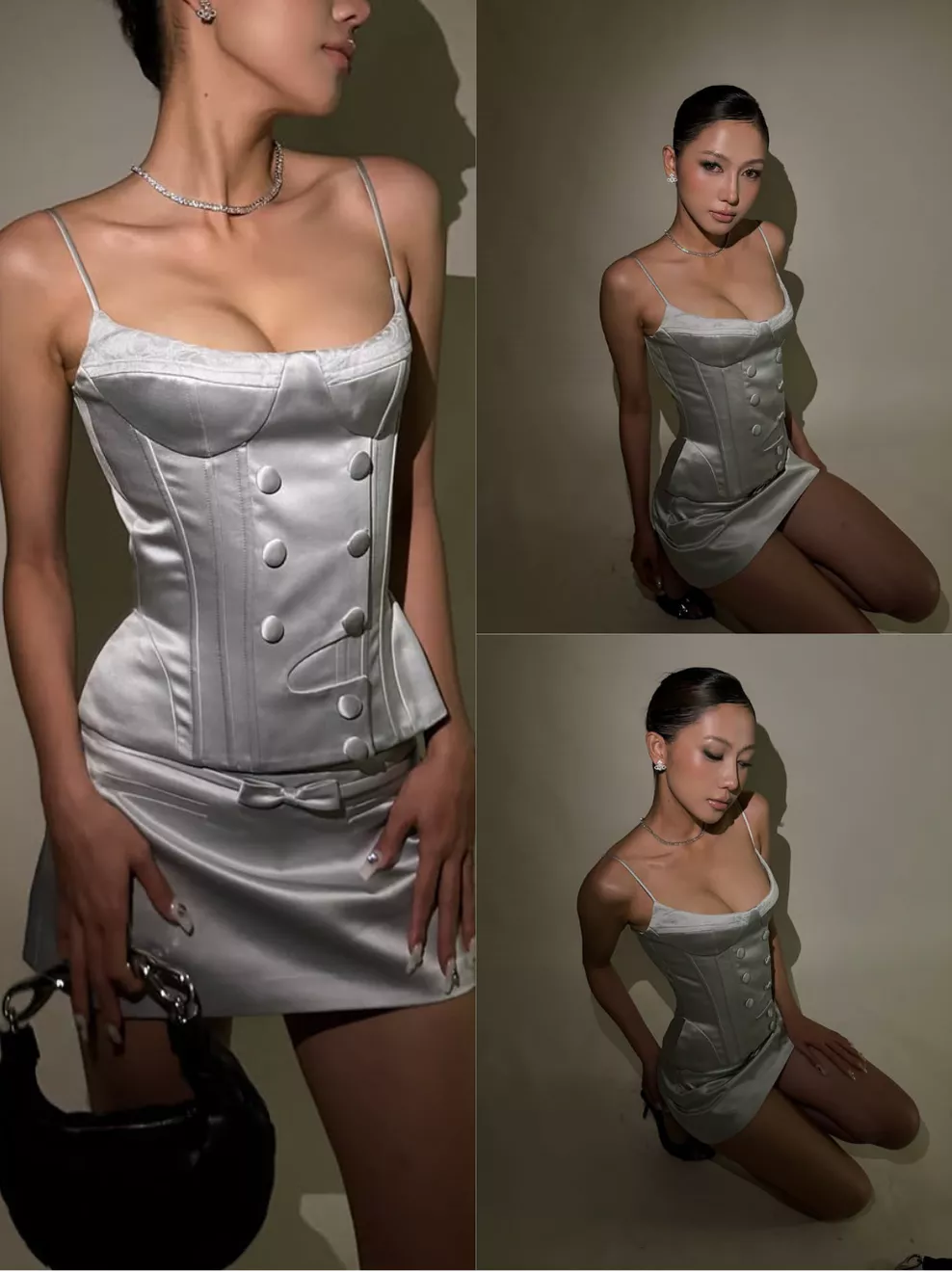 LSOUL Ailee Top Áo Corset Satin Cúp Ngực Viền Ren Tôn Dáng Thanh Lịch A26012881
