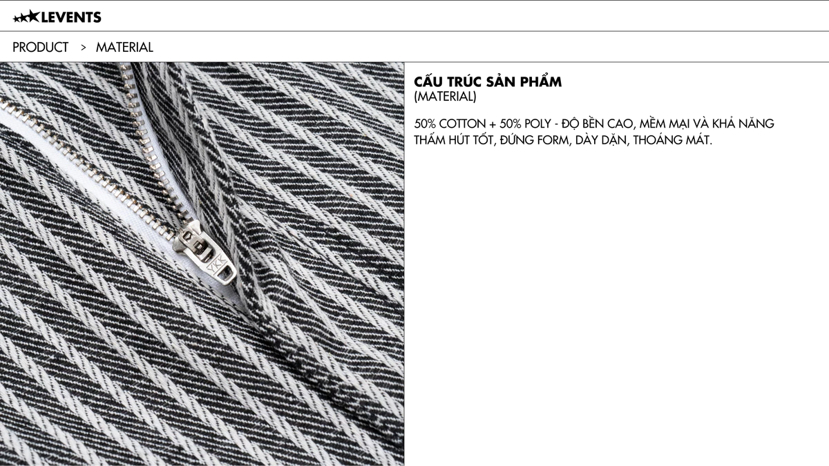 Quần Lửng Levents Striped Jorts/ Black 50% Poly & 50% Cotton