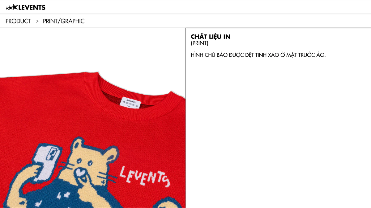 Áo Sweater Len Levents "My Animals" Series Panther/ Red Oversized