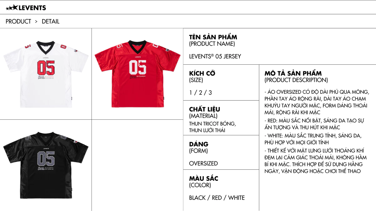 Áo Jersey Levents 05 Oversized