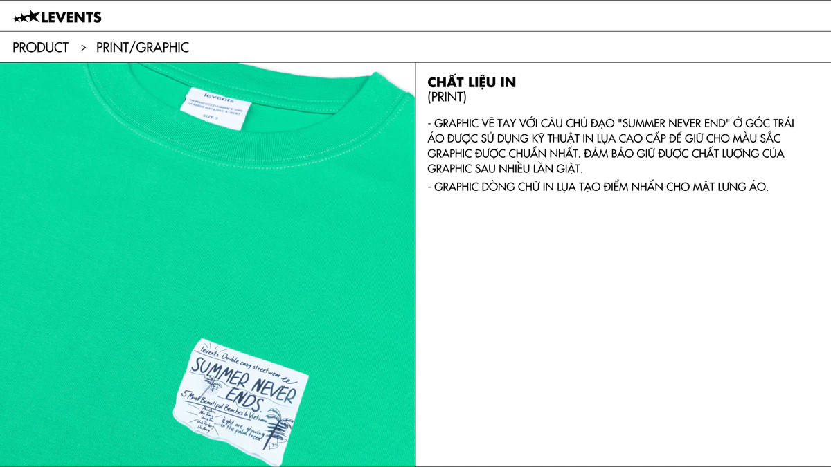 Áo Thun Levents Summer Vibe/ Green Tee 100% Cotton T-shirt Oversized