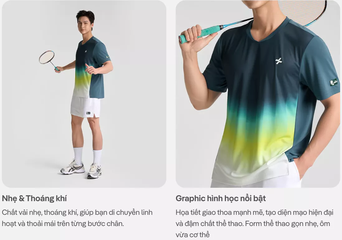 [MỚI-TẶNG COMBO 2 TẤT]Áo thun T-shirt cầu lông nam Graphic Faded Smash Energy chất mát, thoáng khí, nhanh khô Coolmate