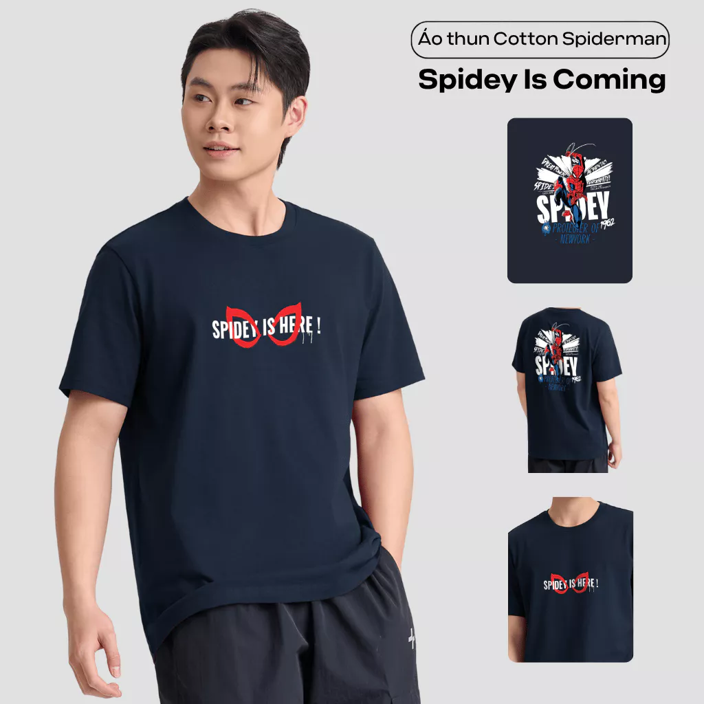 [TẶNG QUẦN SPIDER ĐƠN 299K][MỚI]Áo thun Cotton Compact unisex Spiderman, áo in người nhện thoải mái, áo Marvel Coolmate