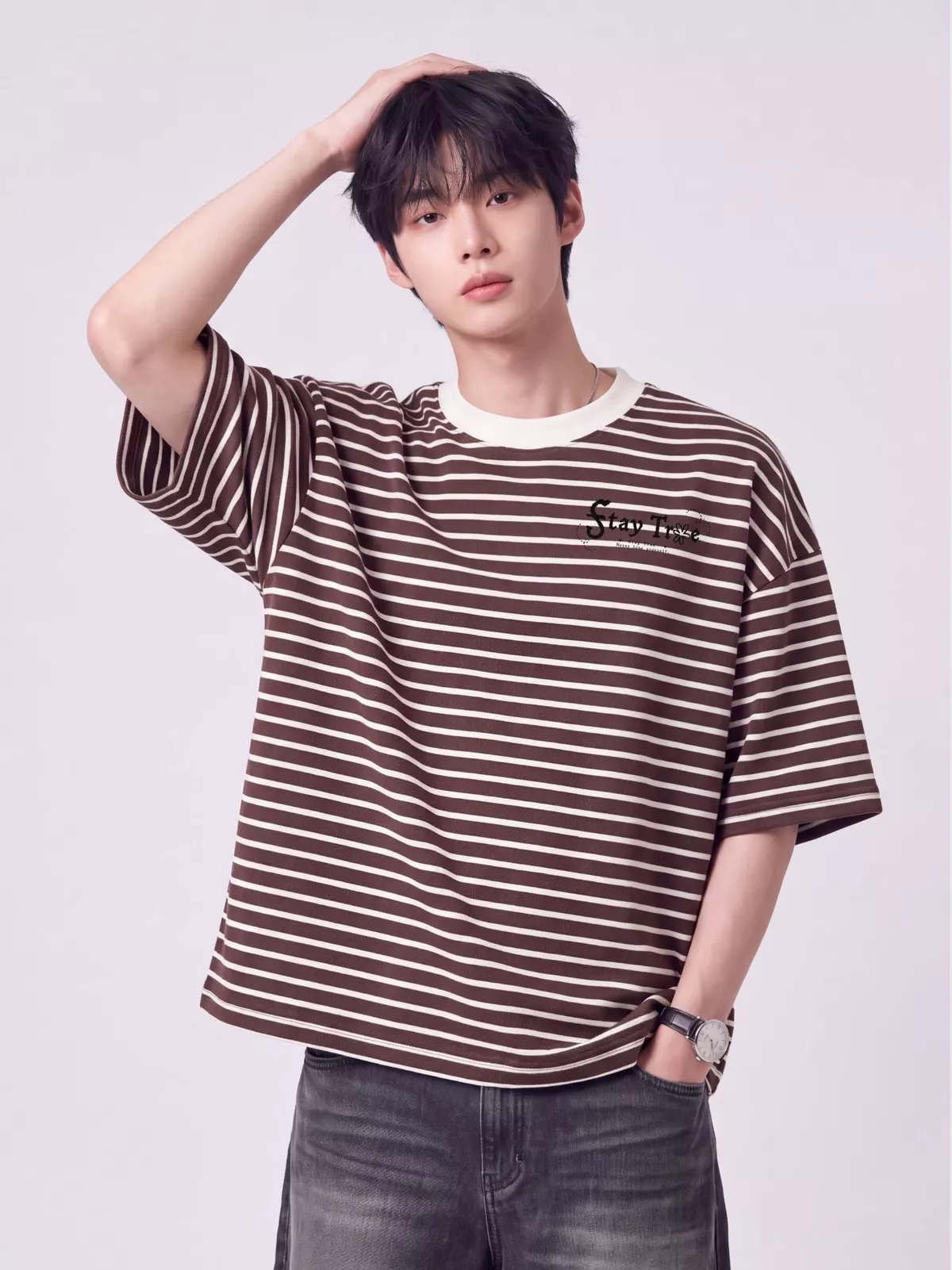 Áo Thun Sọc Ngang Unisex Boxy Fit Daily Stripe LIMEORANGE LU26101117