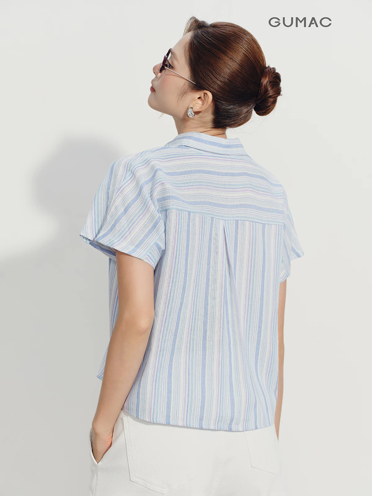 [VOUCHER 22%] Áo Sơ Mi Nữ GUMAC Form Boxy Tay Cánh Dơi Lai Ngang Phong Cách Hiện Đại Năng Động LAG08036