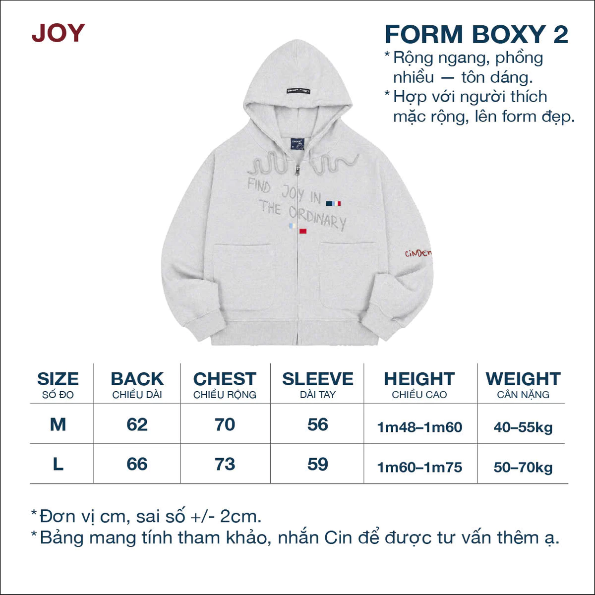 Áo Hoodie Zip JOY Cinder, Áo Local Brand Form Boxy Unisex Chất Vải Dày Đẹp