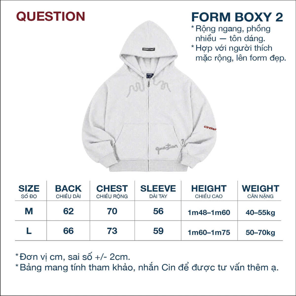 Áo Hoodie Zip QUESTION Cinder, Áo Local Brand Form Boxy Unisex Chất Vải Dày Đẹp