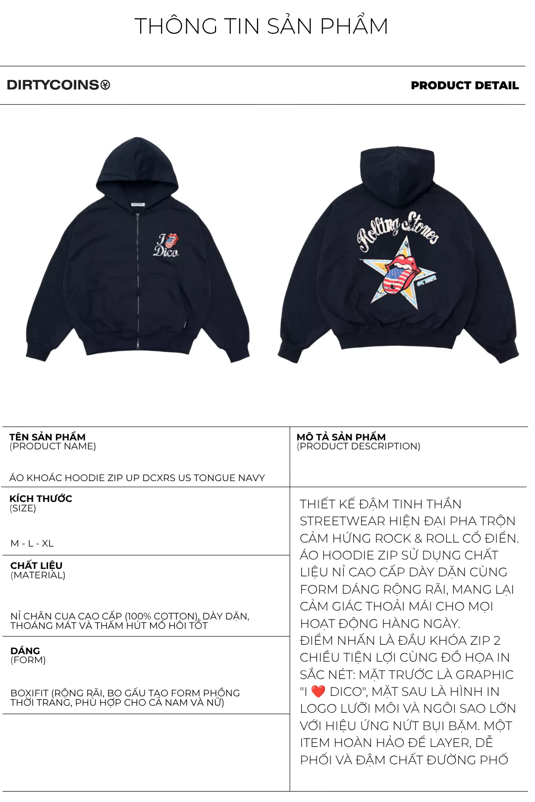 [DCxRS] Áo Khoác DirtyCoins Hoodie Zip Up US Tongue