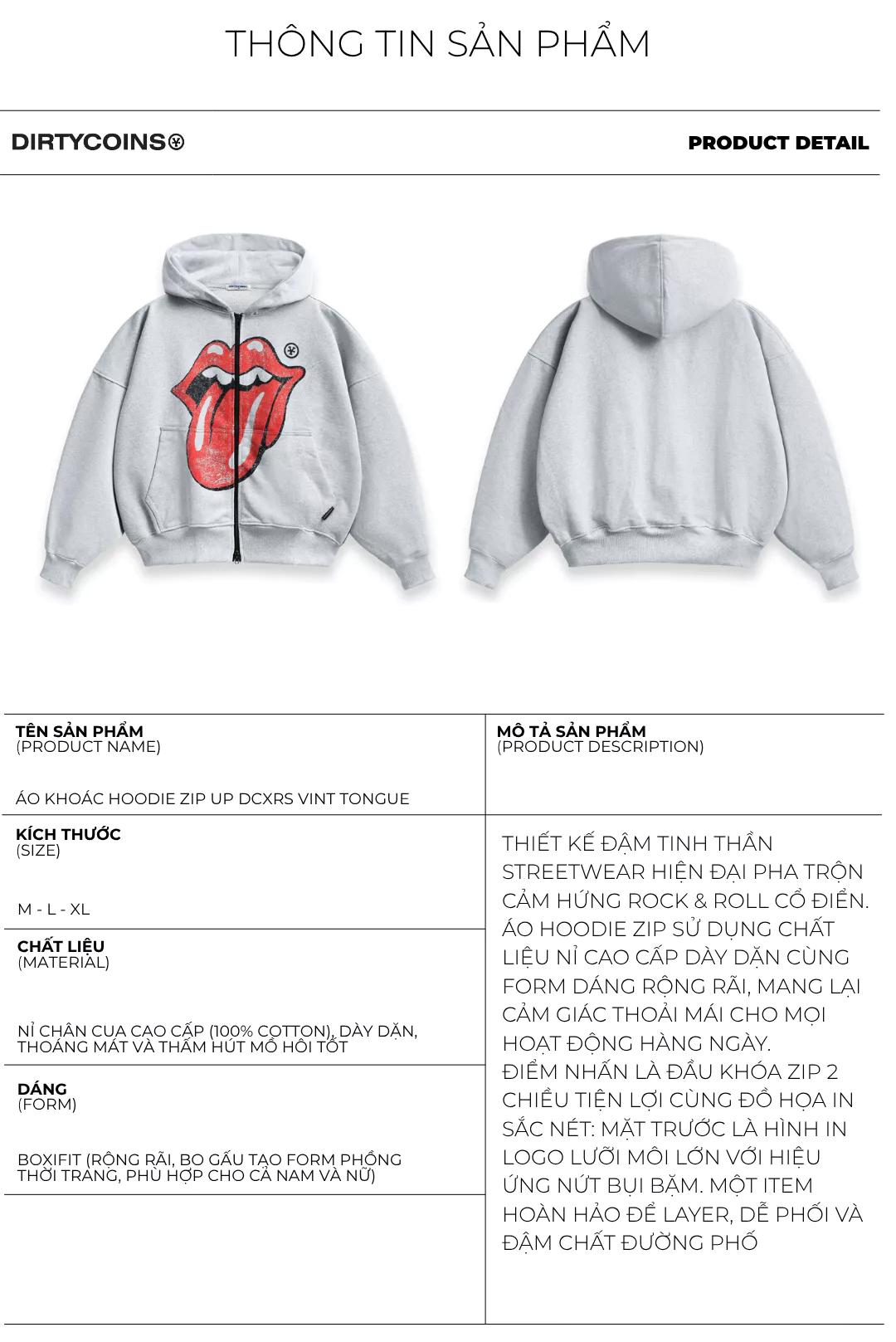 [DCxRS] Áo Khoác DirtyCoins Hoodie Zip Up Vint Tongue