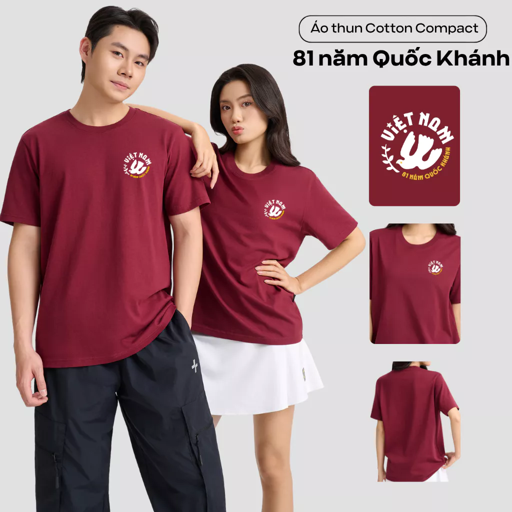 [MỚI-BST SAO VÀNG YÊU NƯỚC 2.9]BST Áo thun Tshirt nam nữ Cotton Compact in Việt Nam, Áo Quốc Khánh thoáng mát Coolmate