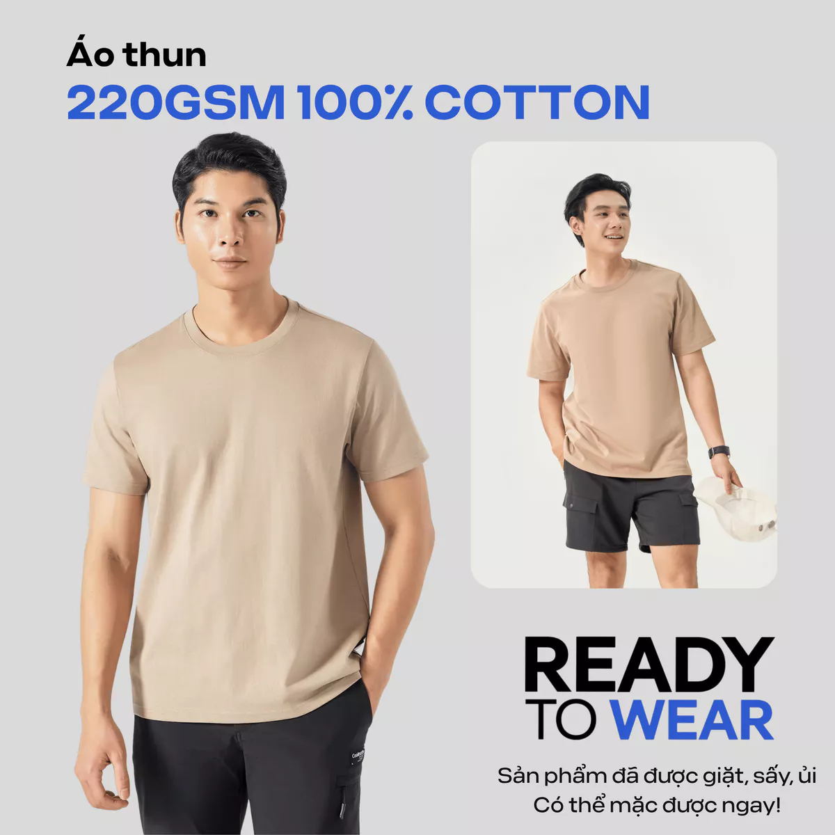 [TẶNG TẤT SPORT]Set đồ cotton Áo thun 220gsm + Quần đùi Shorts Daily Casual, set đồ dạo phố Coolmate