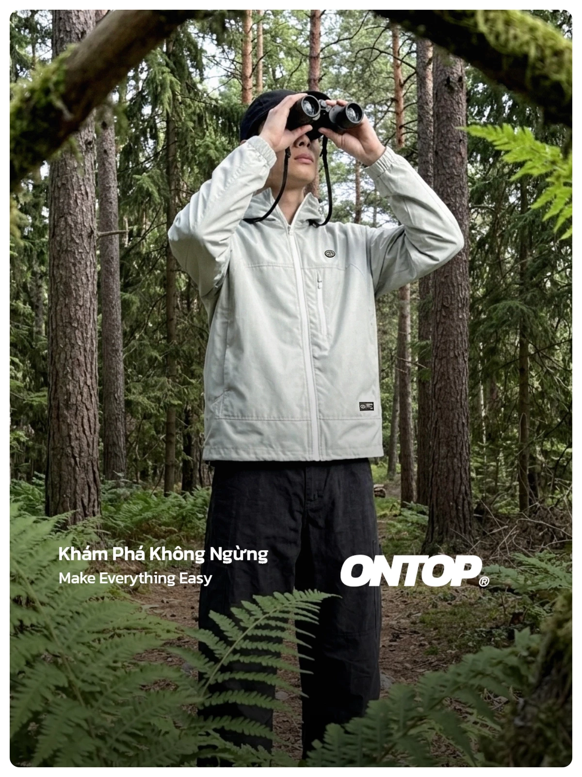 Áo khoác dù có nón nam nữ 2 lớp ONTOP chống nắng có túi trong màu đen, xám Protector Jacket | O-AK4