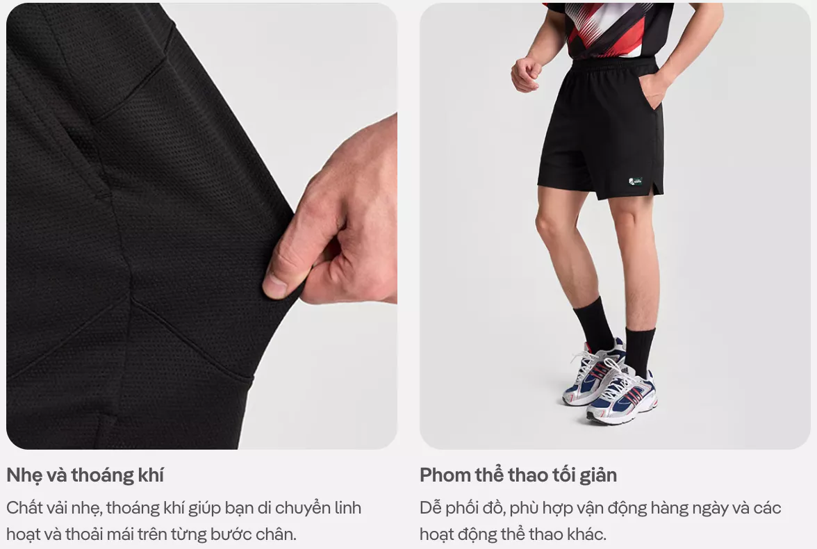 [MỚI]Quần Short nam cầu lông Basic Smash Energy, Quần thể thao co giãn, thấm hút, nhanh khô Coolmate