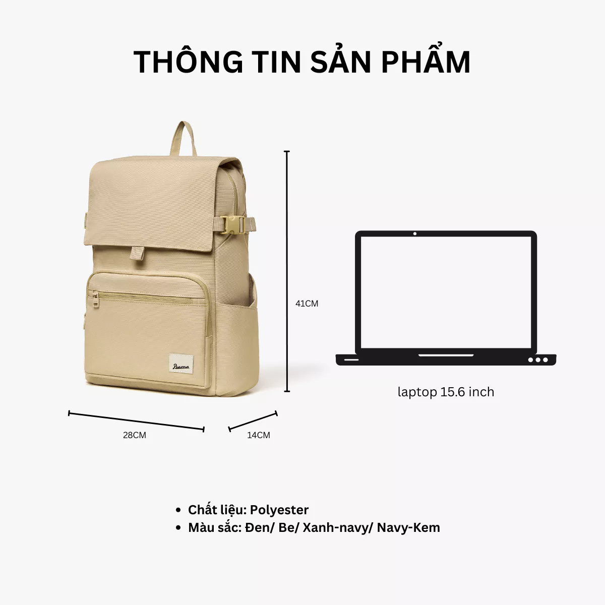 Balo Nam Nữ Đi Học Đi Làm BAMA CARGO Backpack Chống Nước Du Lịch Nhiều Ngăn Đựng Laptop 15.6 inch
