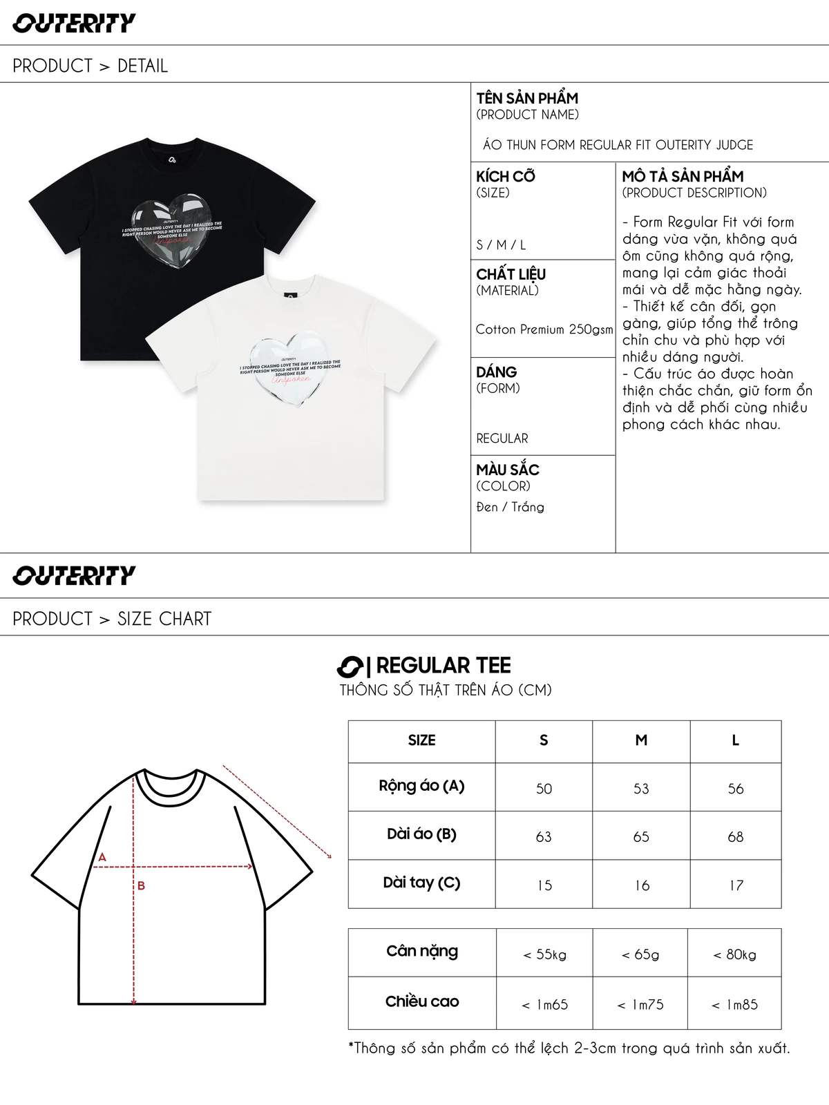Áo Thun Form Regular Fit Outerity Unspoken Premium Cotton 250gsm Unisex Nam Nữ Localbrand