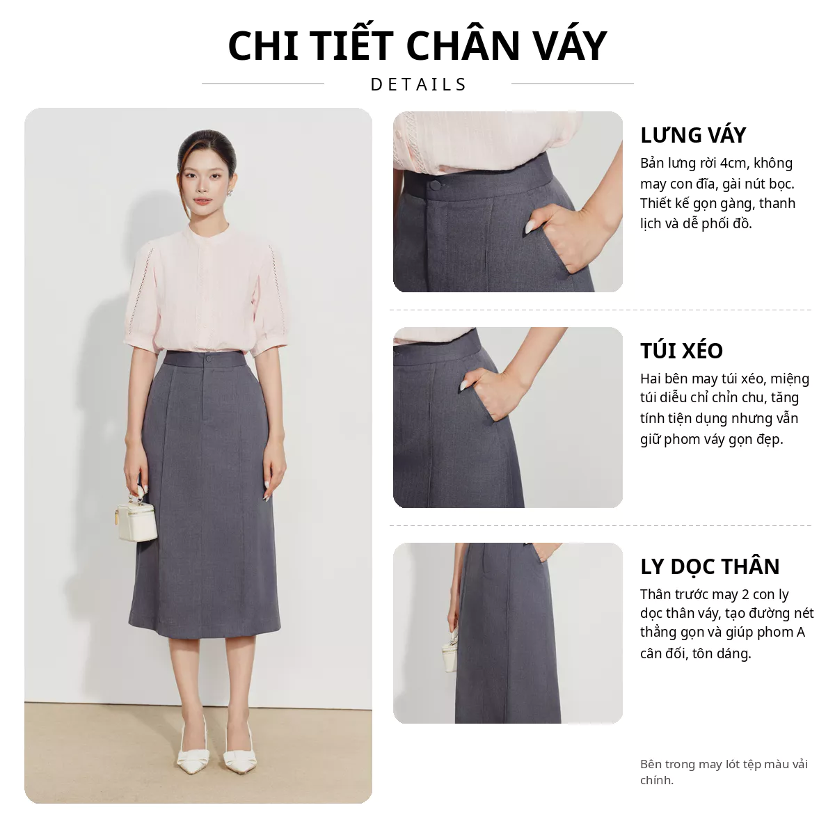 [VOUCHER 22%] Chân Váy Nữ GUMAC Form A Lưng Rời Túi Xéo Nút Bọc Tôn Dáng Che Khuyết Điểm Tôn Eo VG07004